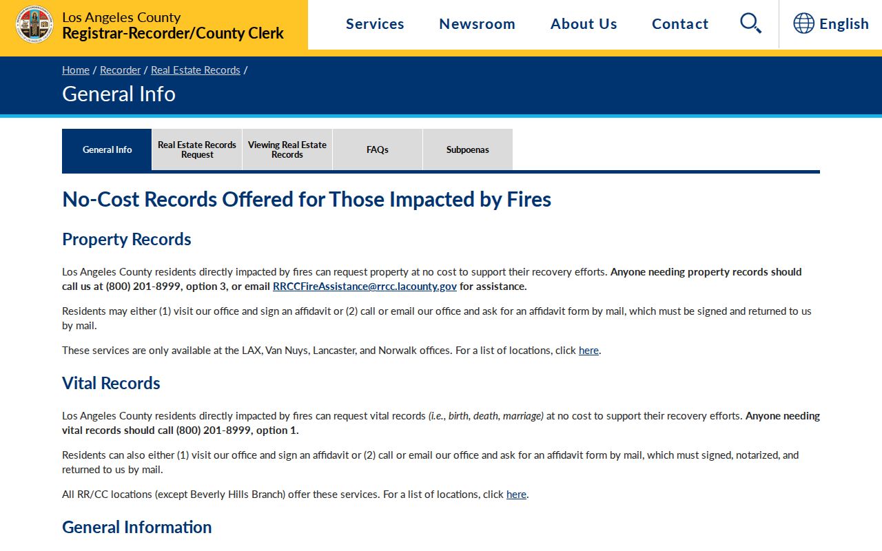 Long Beach people search LA County deed index notice