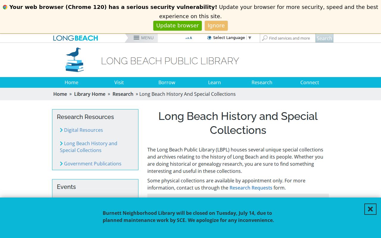 Long Beach people search library history collections