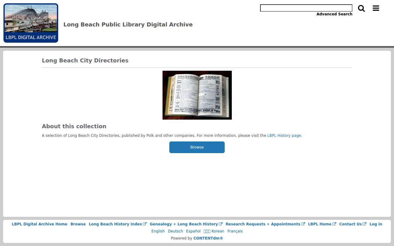 Historical Long Beach directory collection in the library digital archive