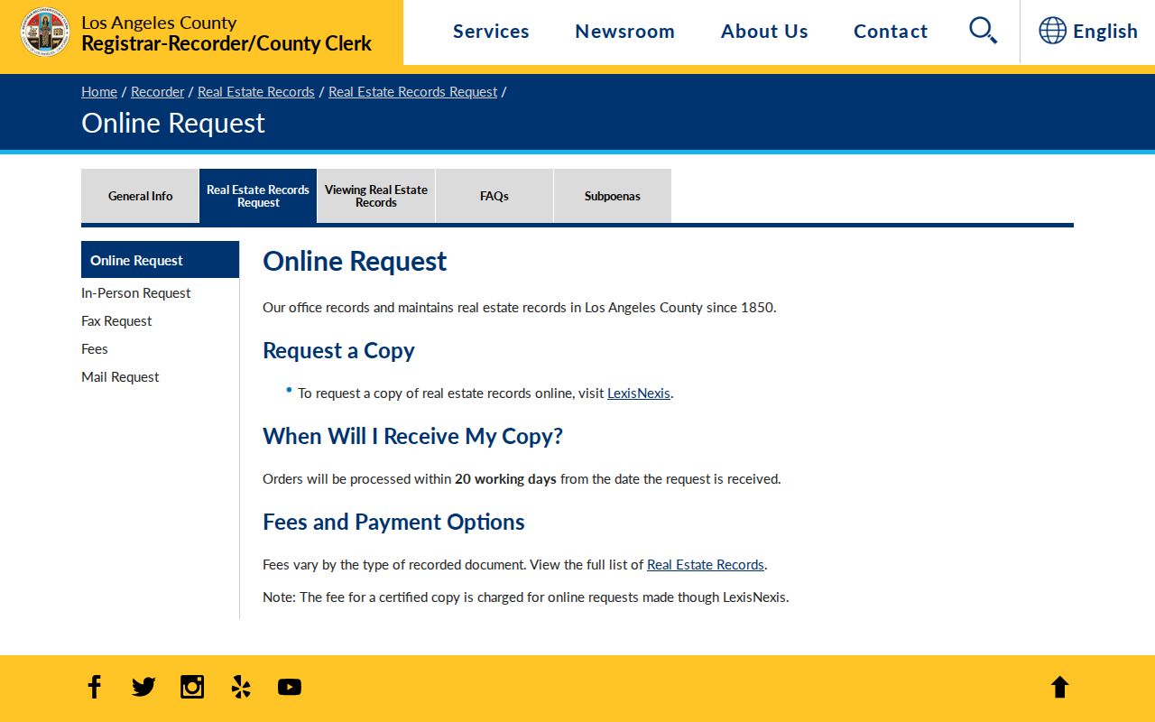 Long Beach records online request for real-estate document copies